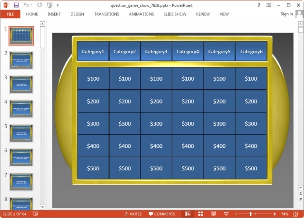 Jeopardy game PowerPoint template