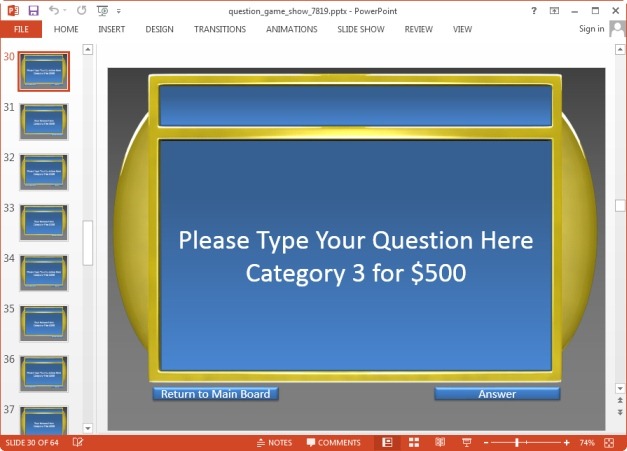 Jeopardy game show template