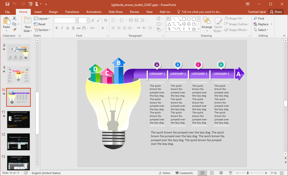 Light Bulb Timeline Slide