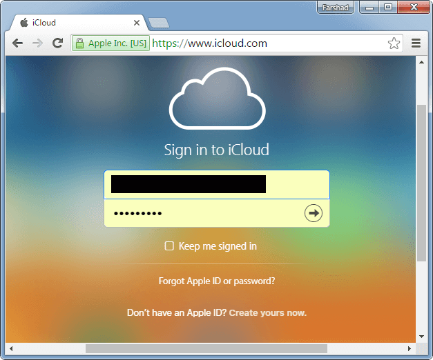 Login to iCloud