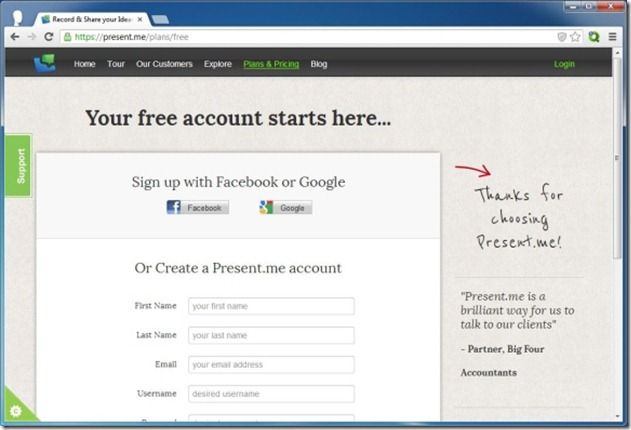 Login using Facebook or Google