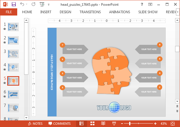 Mind map slide design for PowerPoint 2016