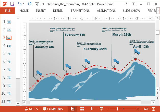 Mountain timeline slide design