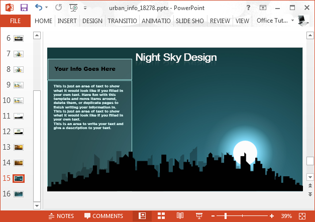 Night city sky PowerPoint background