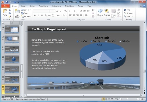 Oncoming Traffic PowerPoint Pie Chart