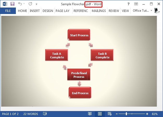 Open PDF in MS Word 2013