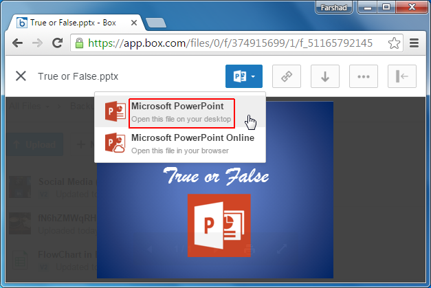 Open PowerPoint file on desktop