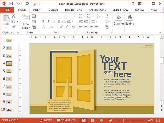 Open door illustration for PowerPoint