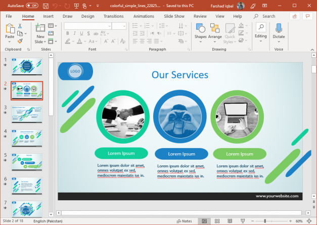Animated Colorful Simple Lines PowerPoint Template