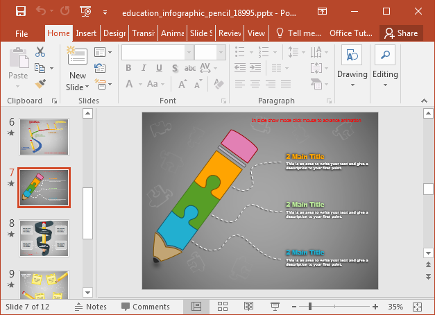 Pencil infographic slide