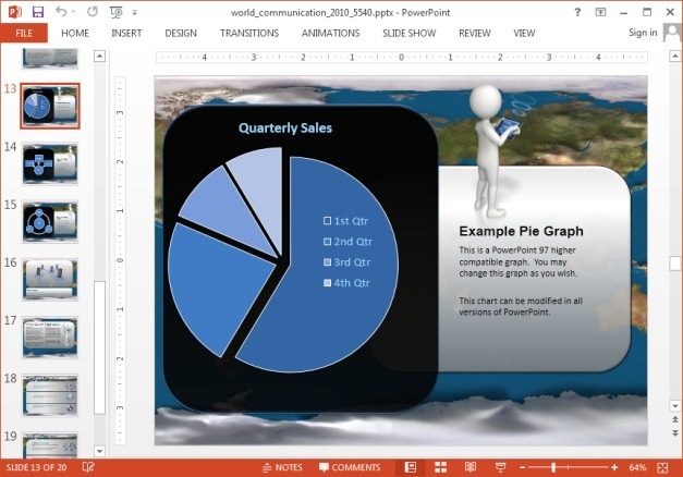 Pie chart slide with globe