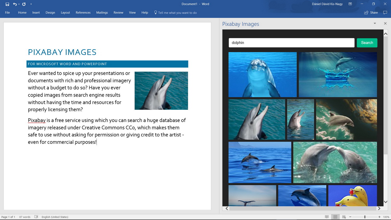 Pixabay Add-in for Word