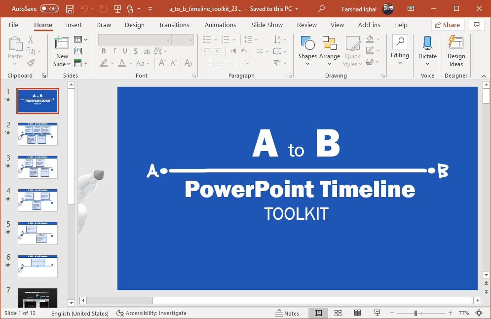 Point A to B timeline for PowerPoint