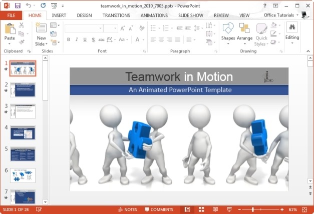 Presenter Media - Teamwork In Motion PowerPoint Template