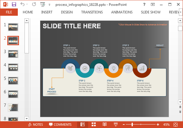 Process timeline slide design