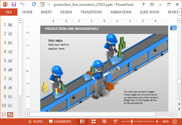 Production line infographic slide design for PowerPoint