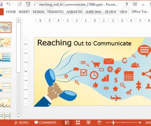 Buzz slide with reaching out to communicate text and phone icons