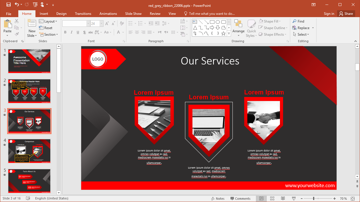 Red and Grey PowerPoint Template