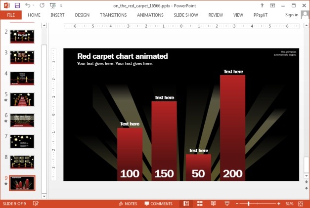 Red carpet template chart slide