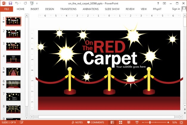 Red carpet template for PowerPoint