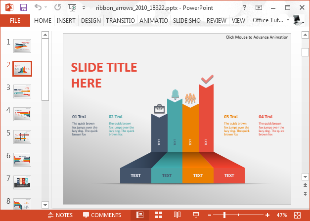 Ribbon arrows template for PowerPoint