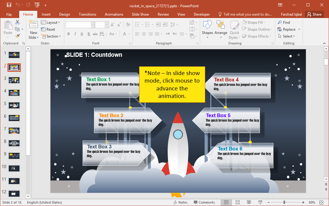 Rocket in Space PowerPoint Template