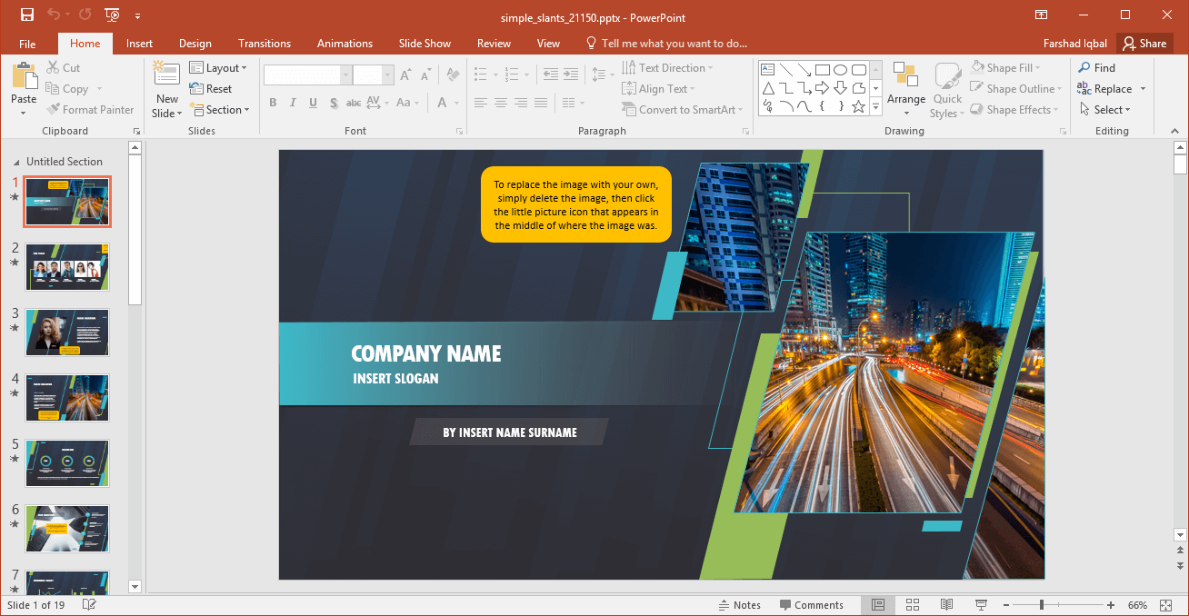 Simple Slant Design PowerPoint Template