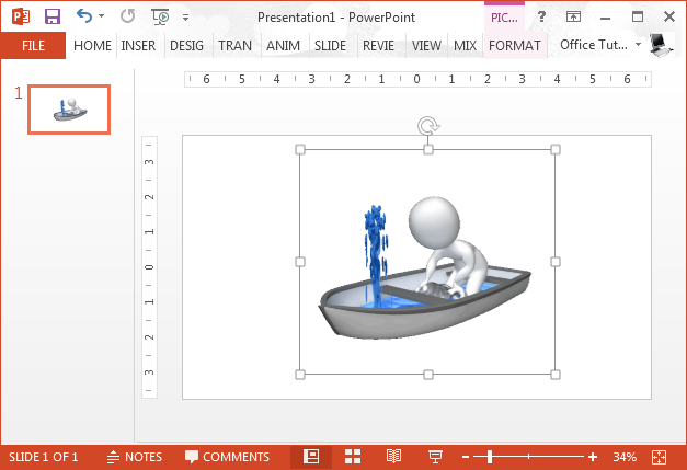 Sinking boat with stick figure