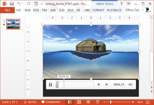 Sinking house video animation for PowerPoint