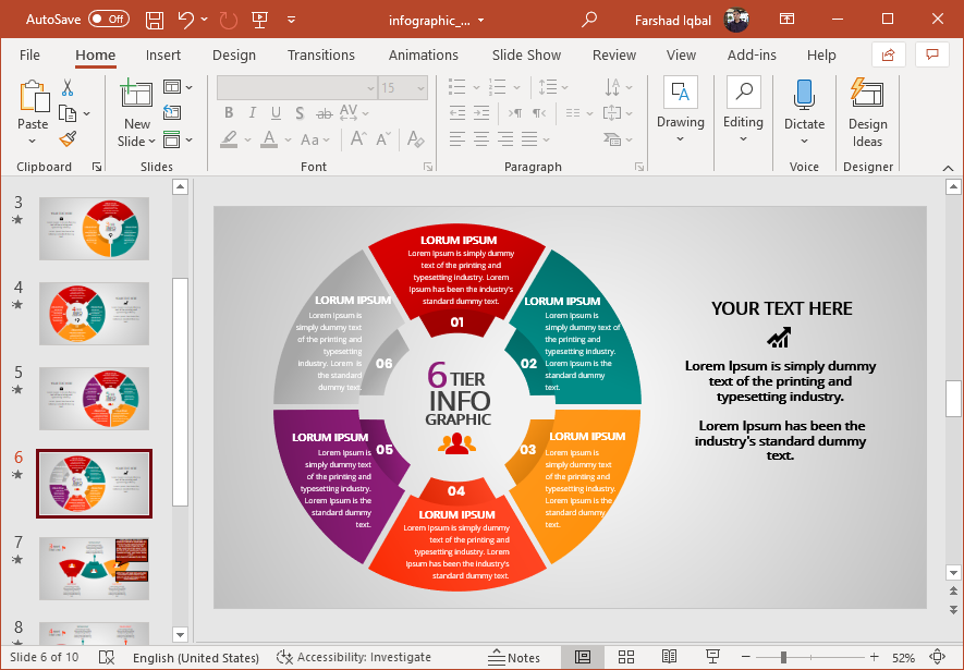 Six part infographic for PowerPoint