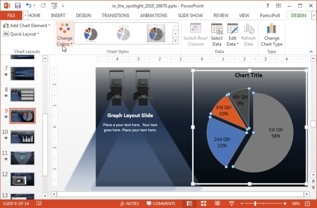 Spotlight and pie chart