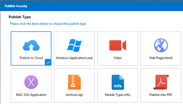 Supported publishing formats