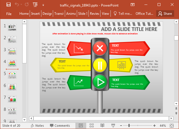 Traffic signal slide design