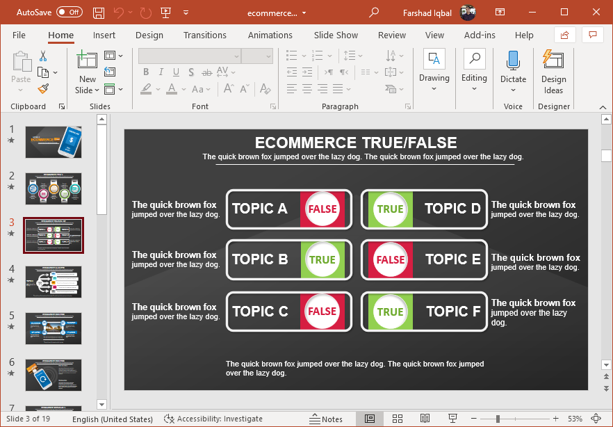 True or false slide design for PowerPoint