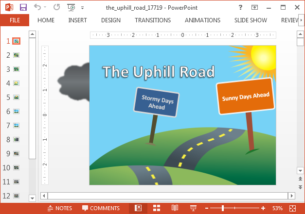 Uphill road animated PowerPoint template