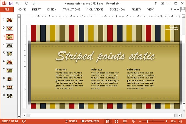 Vintage badges template for PowerPoint presentatons