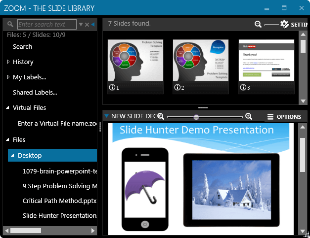 Zoom slide management software for Windows