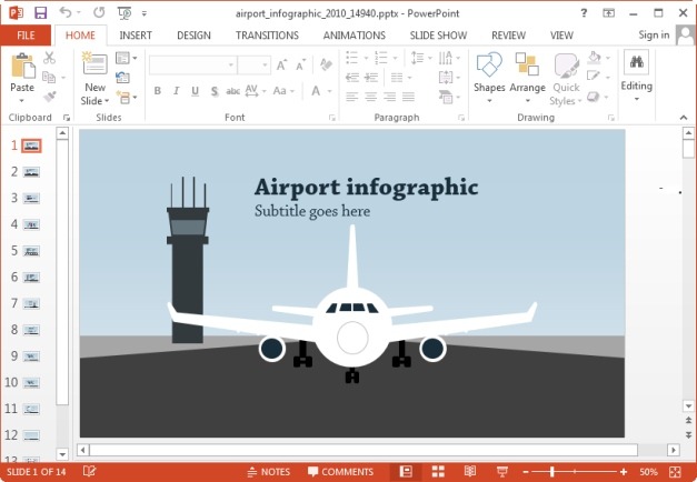 animated airport infographic powerpoint template