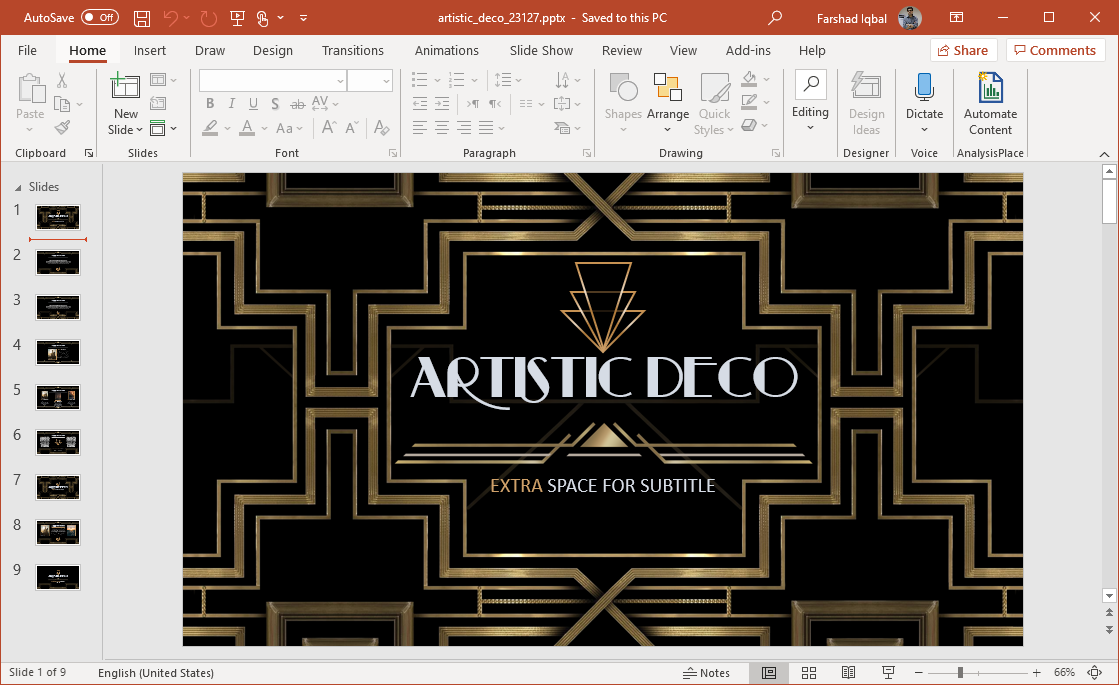 animated art deco template for powerpoint