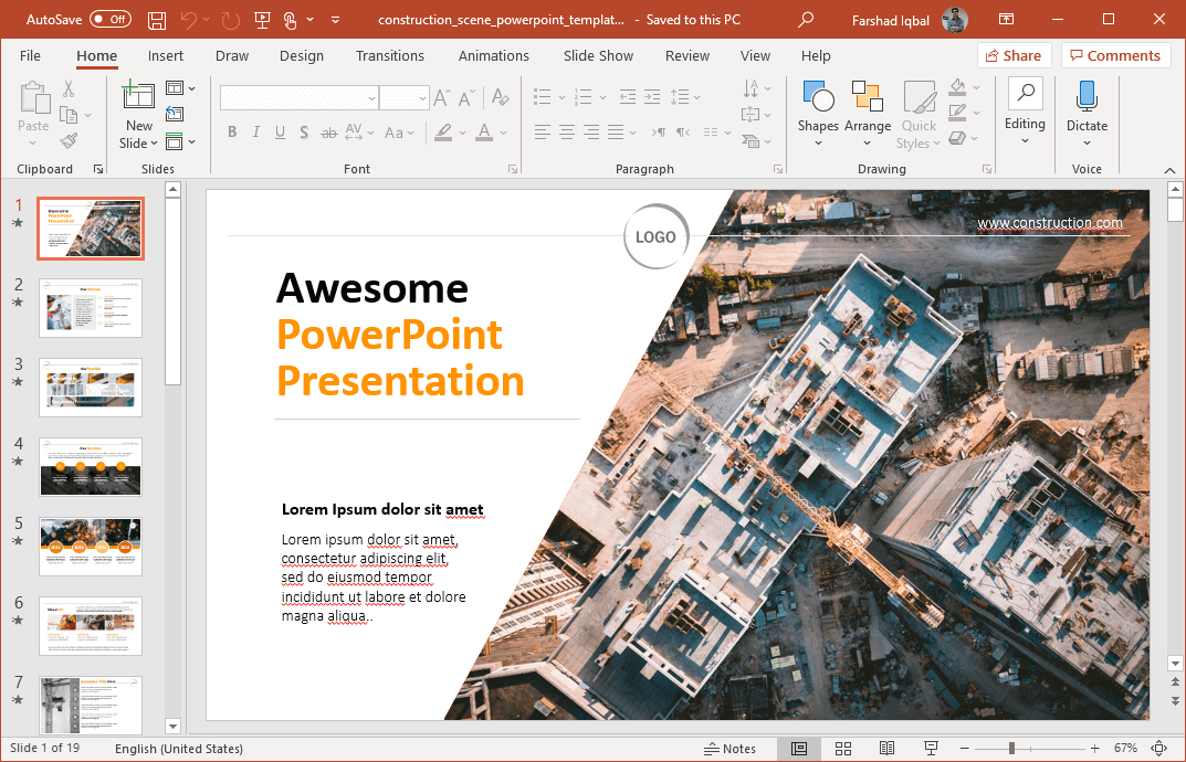 animated building construction powerpoint template