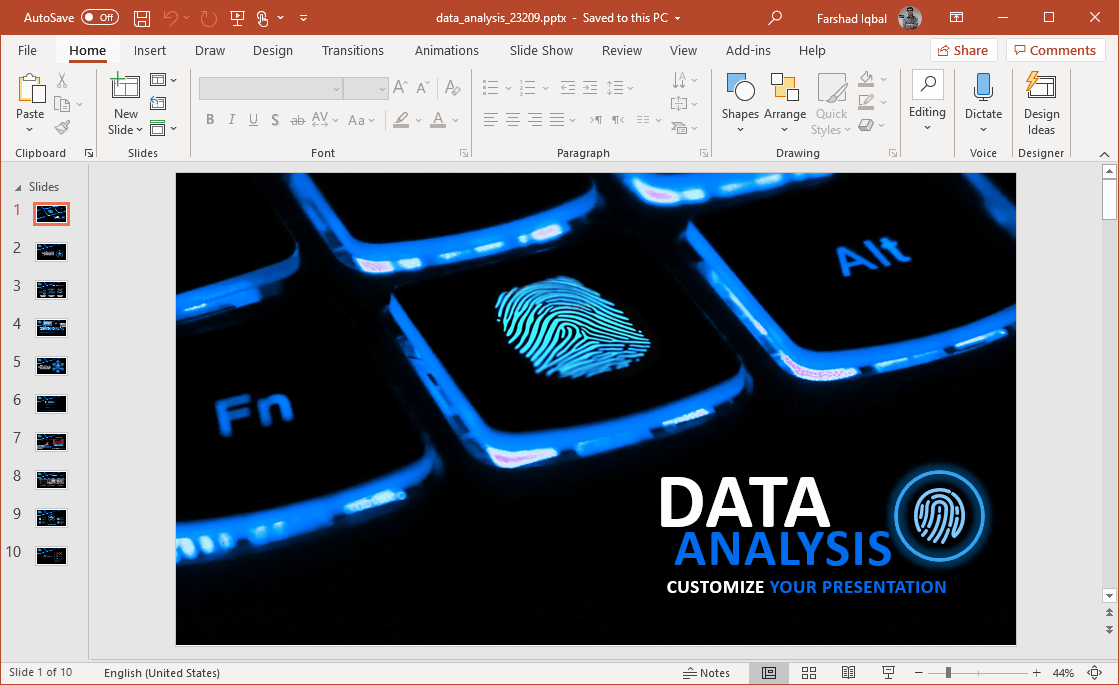 animated data analysis powerpoint theme