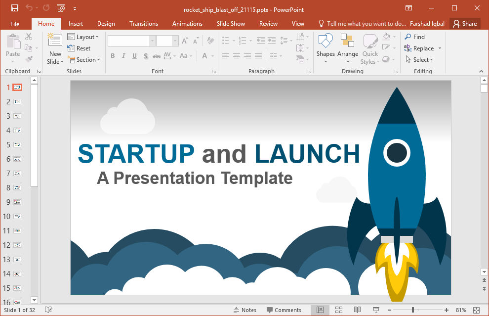 Animated launch startup powerpoint template