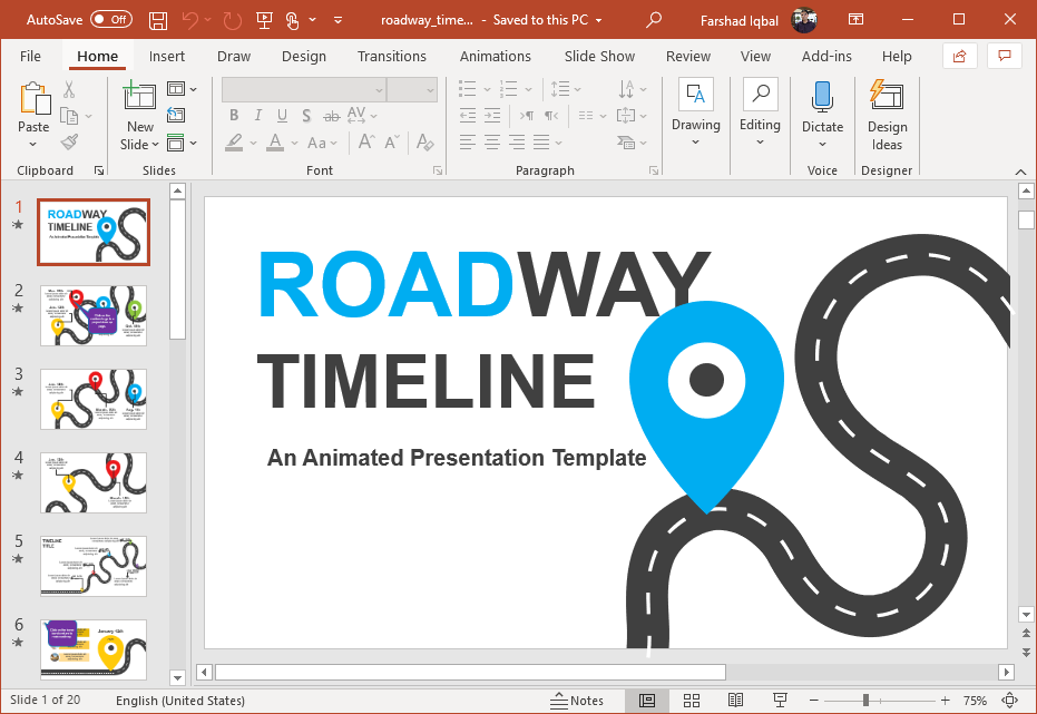 animated road timeline for powerpoint