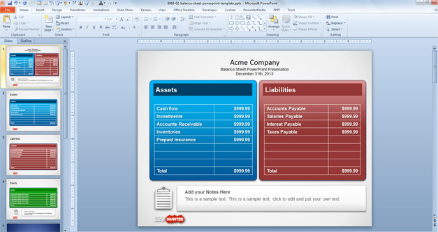 Balance Sheet Example in PowerPoint