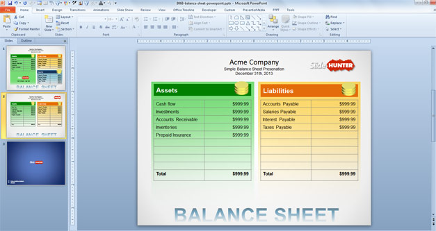 Simple Balance Sheet Template for PowerPoint