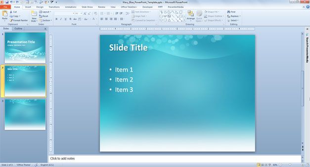 Wavy Blue PowerPoint Template blue Sky templates