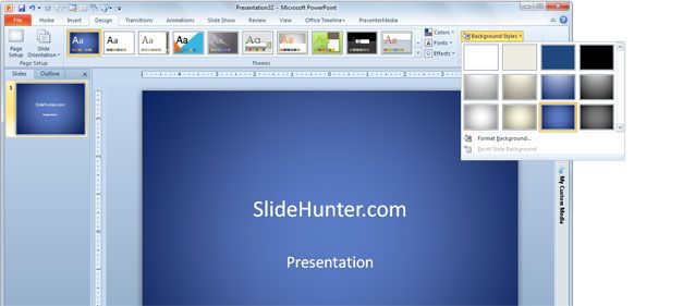 change the presentation background color