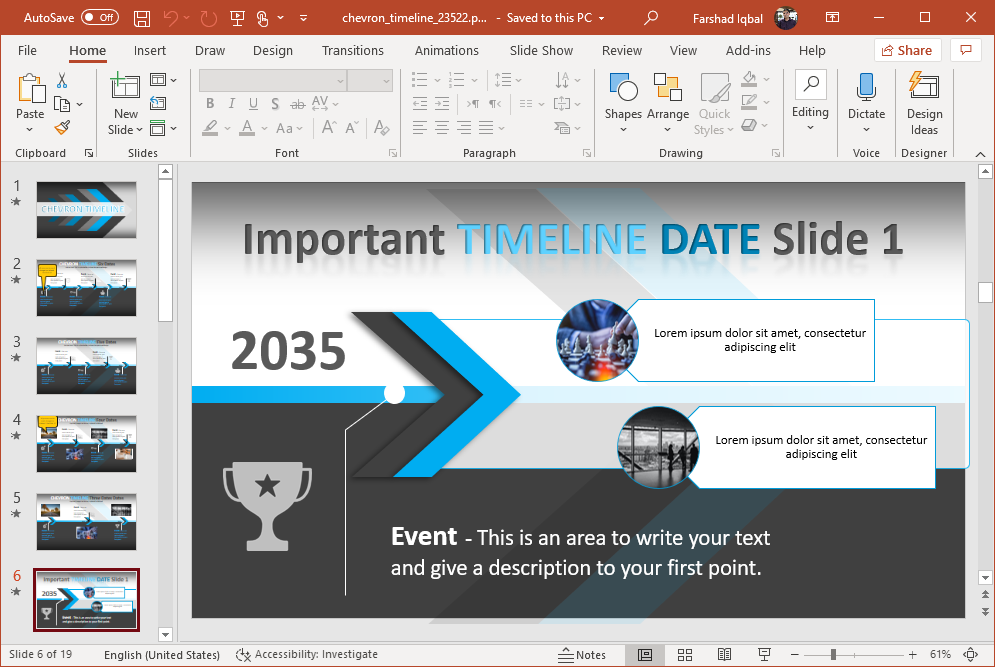 chevron design timeline for powerpoint