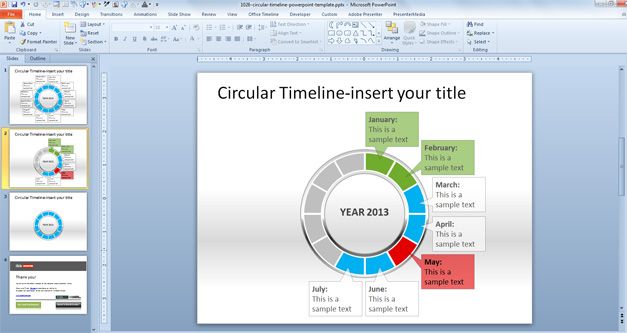 Circular Timeline PowerPoint Template 2013