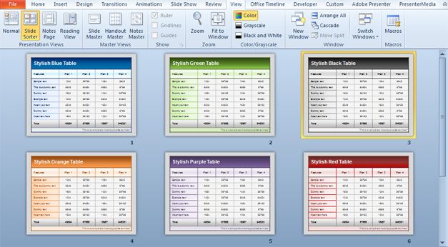 Free Table powerpoint template